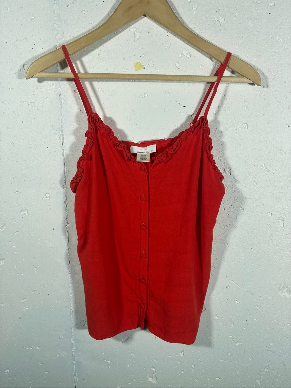 Ruffle-Trim Button-Front Tank Top
